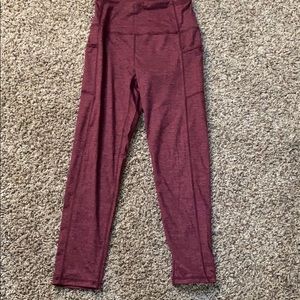 pink and purple athletic leggings